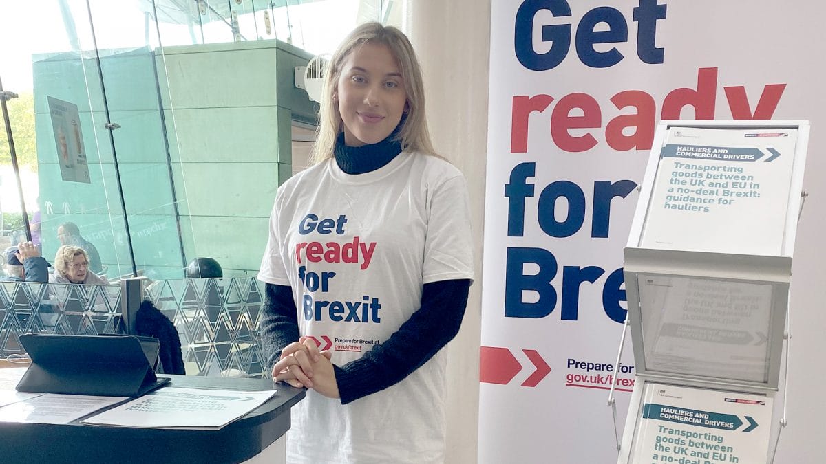 Woman wearing t-shirt saying Get Ready For Brexit