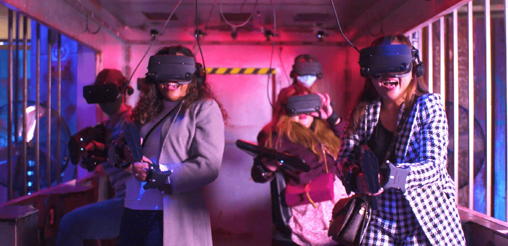 Attendees at Netflix event with VR headsets