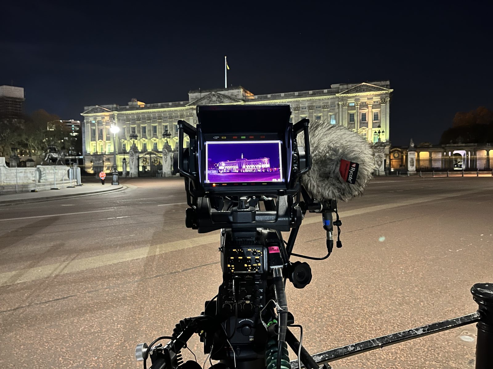 Camera filming Buckingham palace