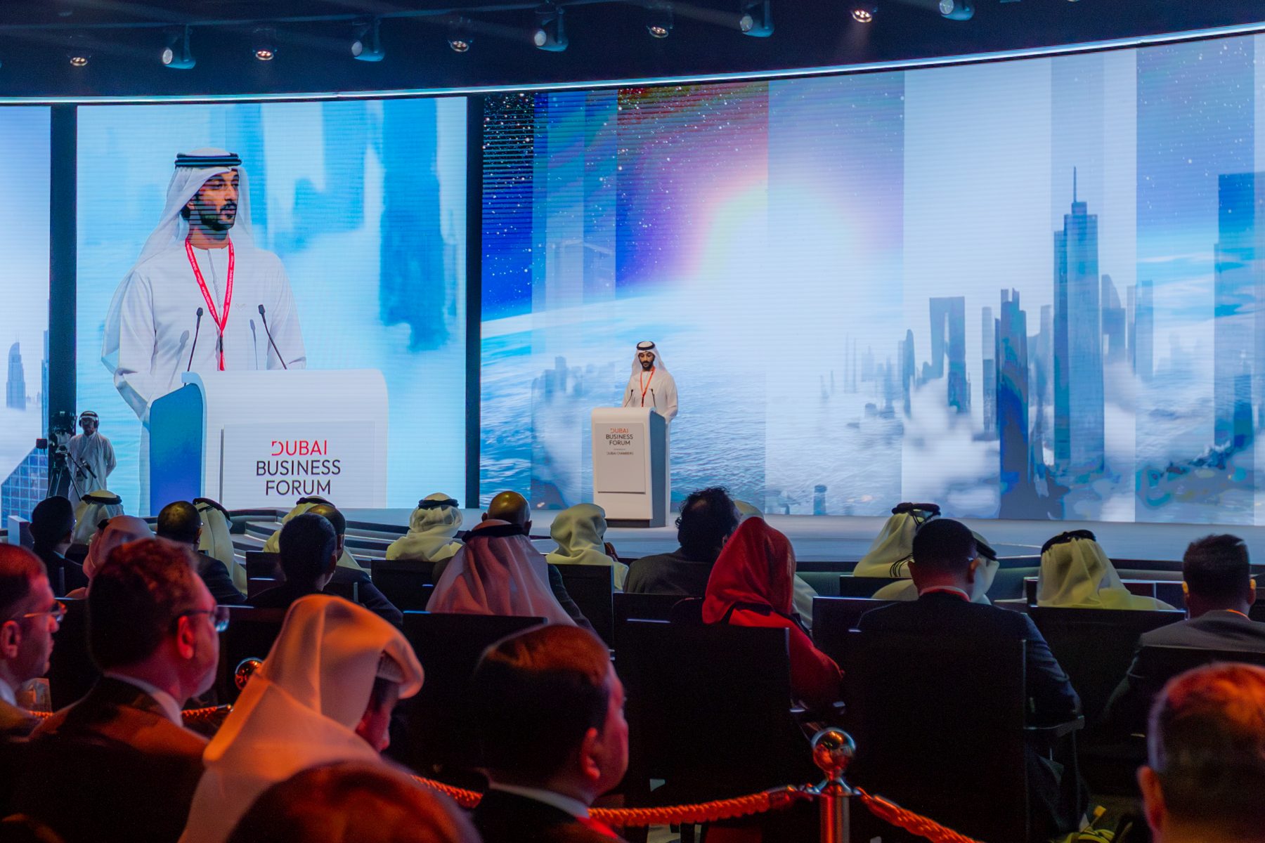 Dubai Business Forum speaker on stage