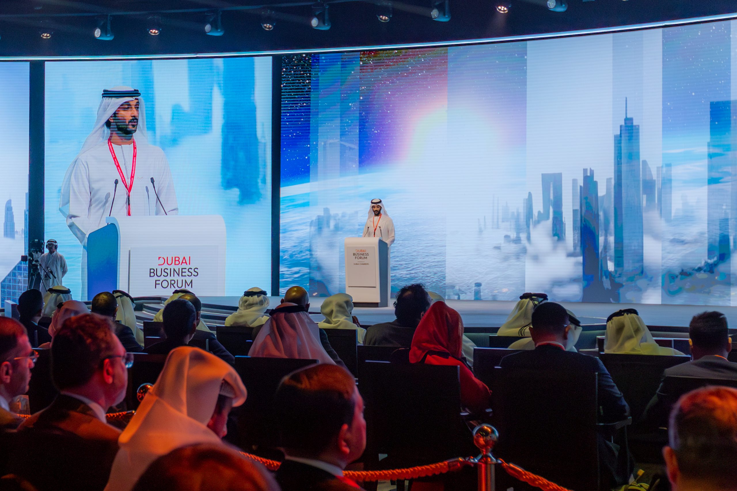 Dubai Business Forum speaker on stage