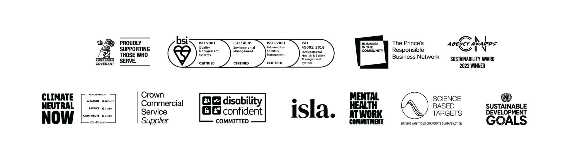 Sustainability accreditation logos