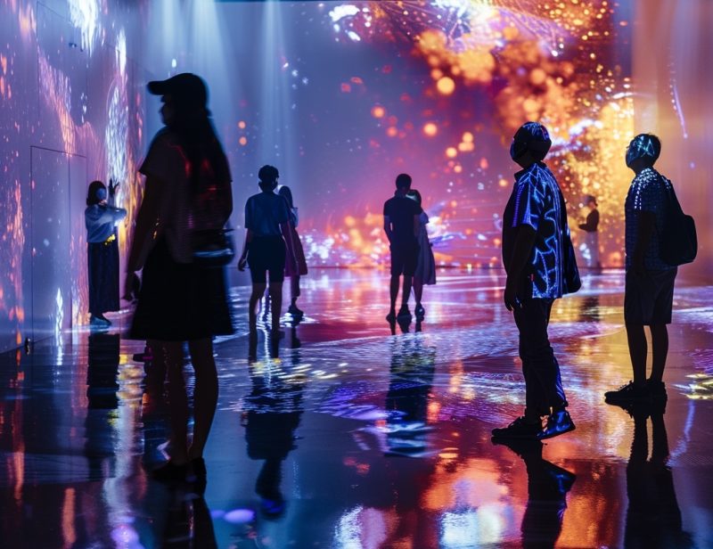 People standing around in an immersive setting