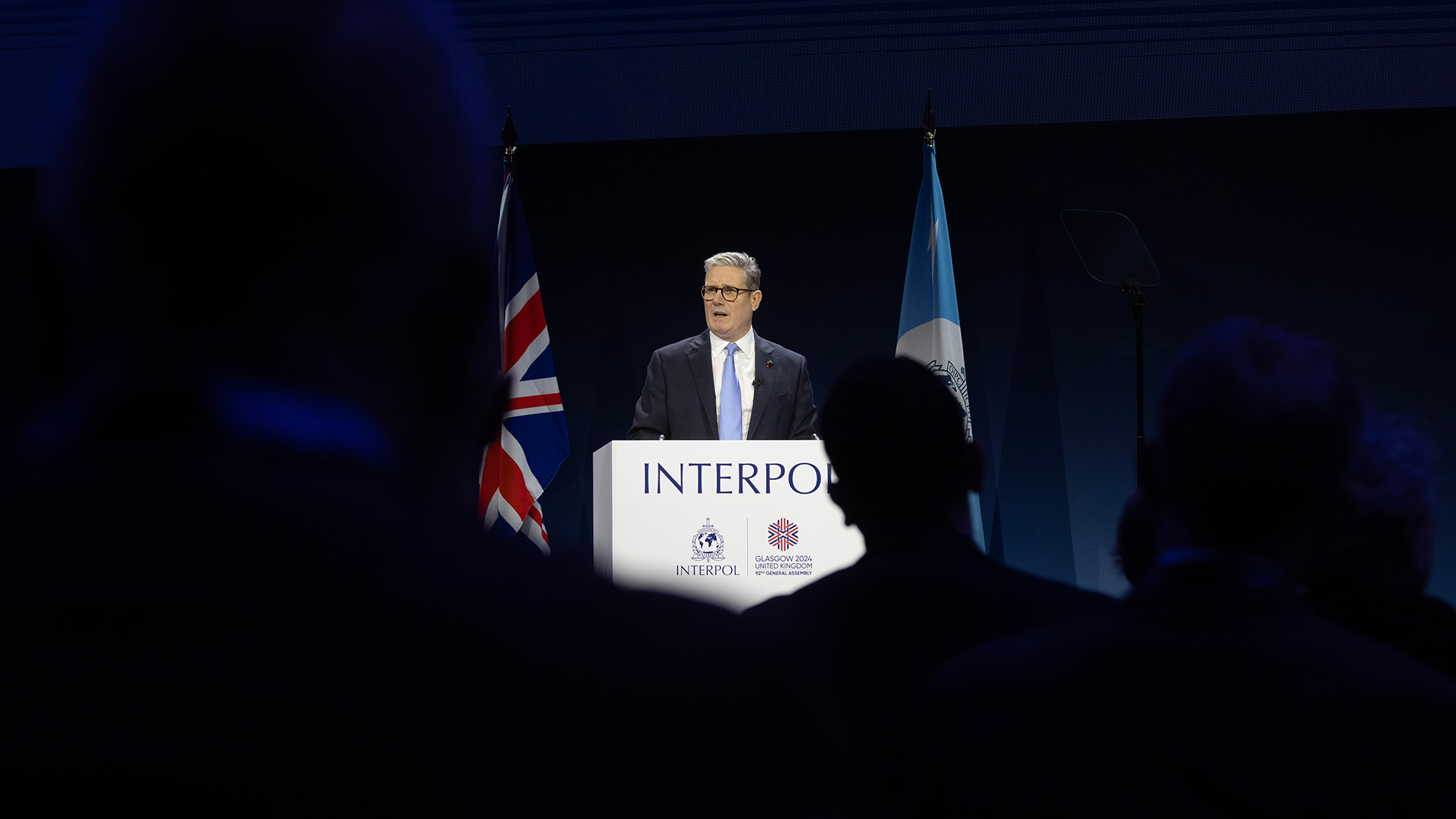 Prime Minister Sir Keir Starmer speaking at Interpol