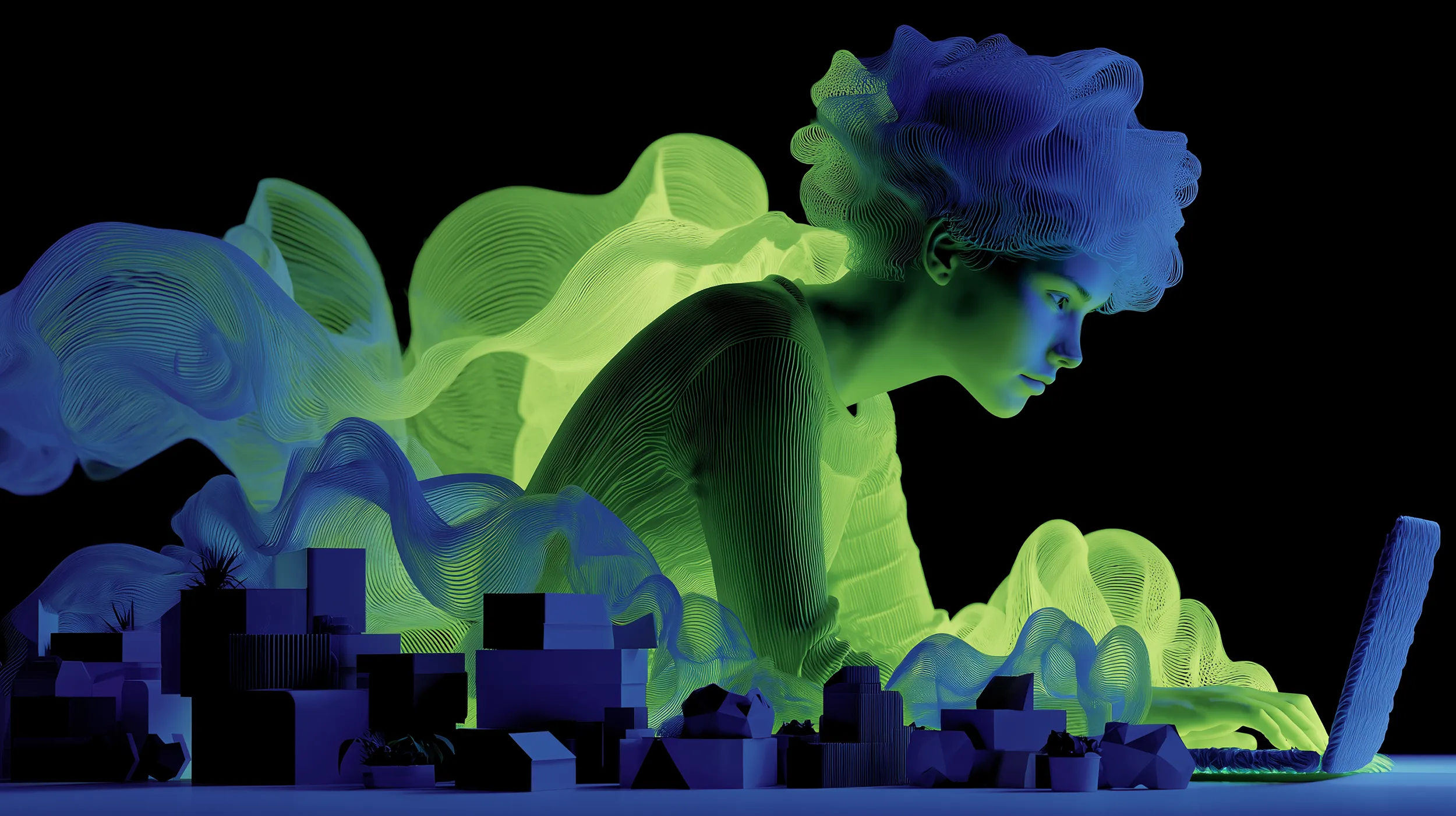 A stlistic image of a woman looking determined