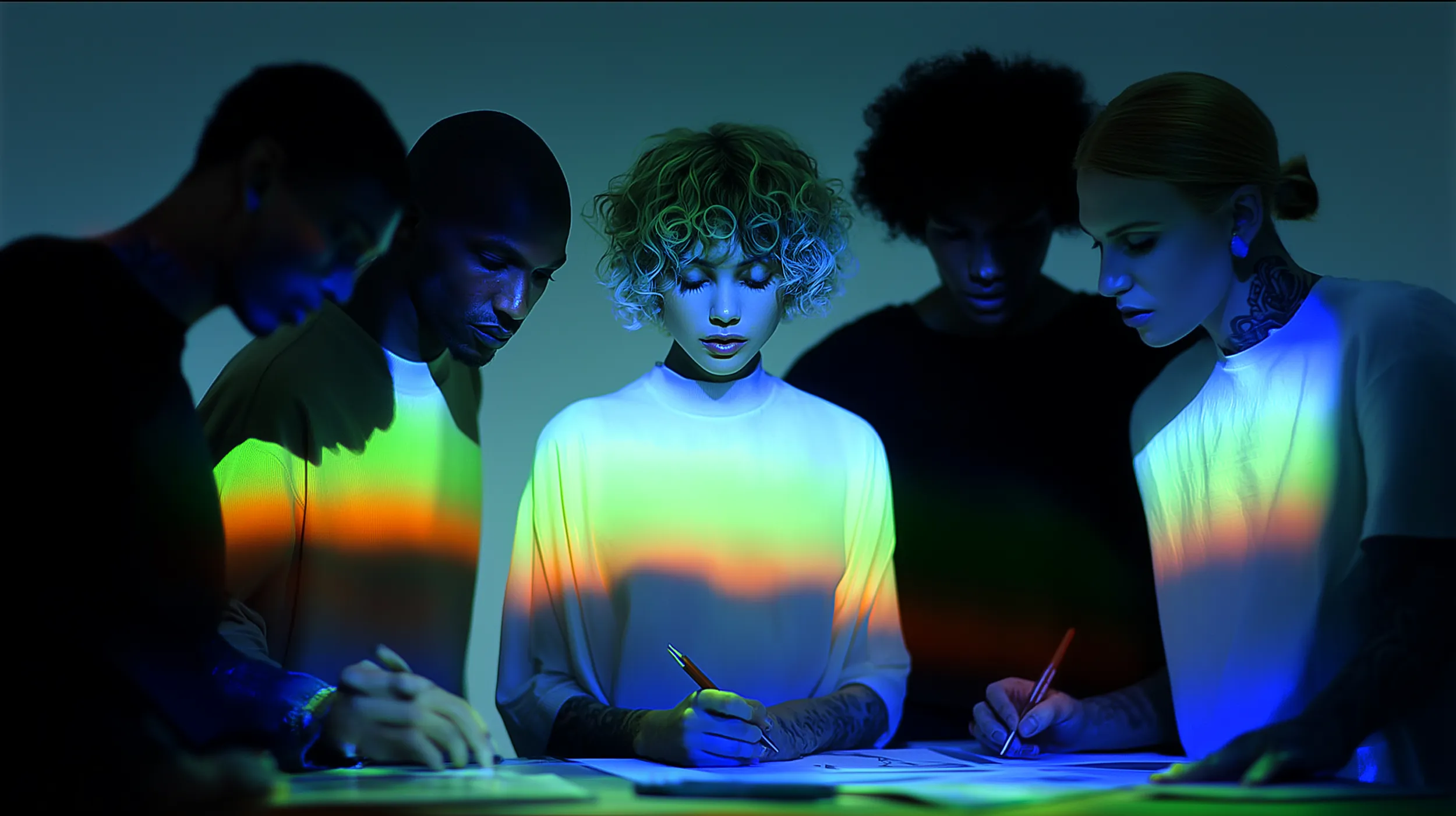 Group of people reviewing a document