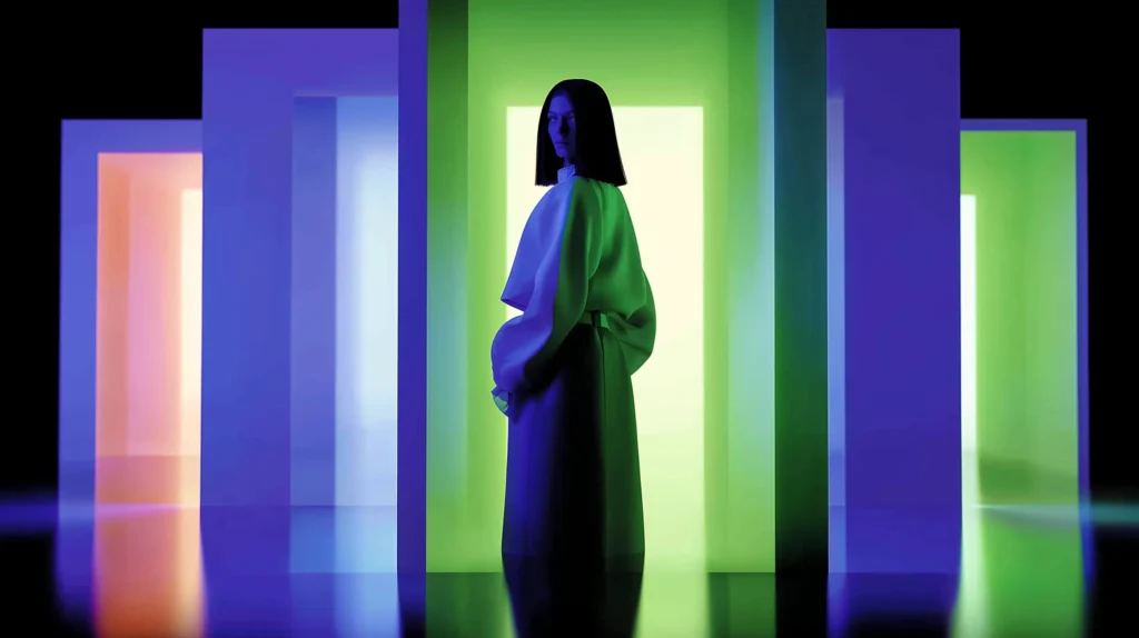 person in an immersive space