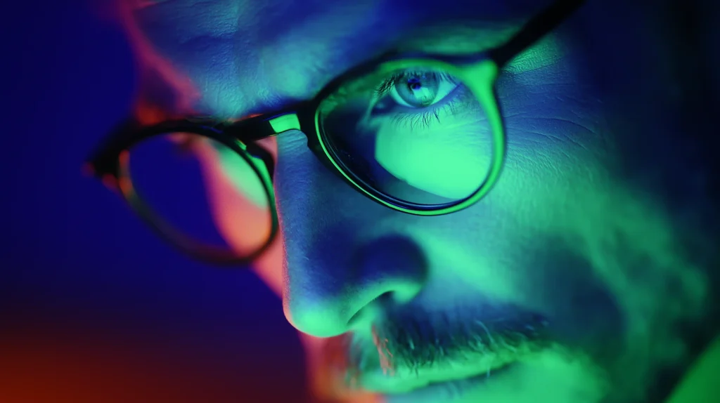 man engaging with tech